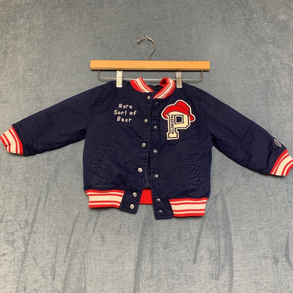 Gap Paddington Bear Varsity Jacket Baby Toddler 3Y Navy Blue Snap Button Front